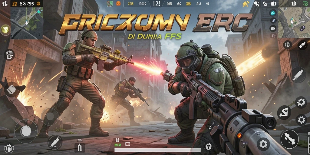 Tampilan gameplay FPS yang mendebarkan dan penuh aksi.
