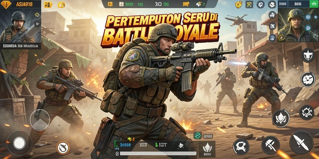 Screenshot gameplay <strong>ASIA918</strong> menampilkan aksi pertempuran seru dalam Battle Royale.