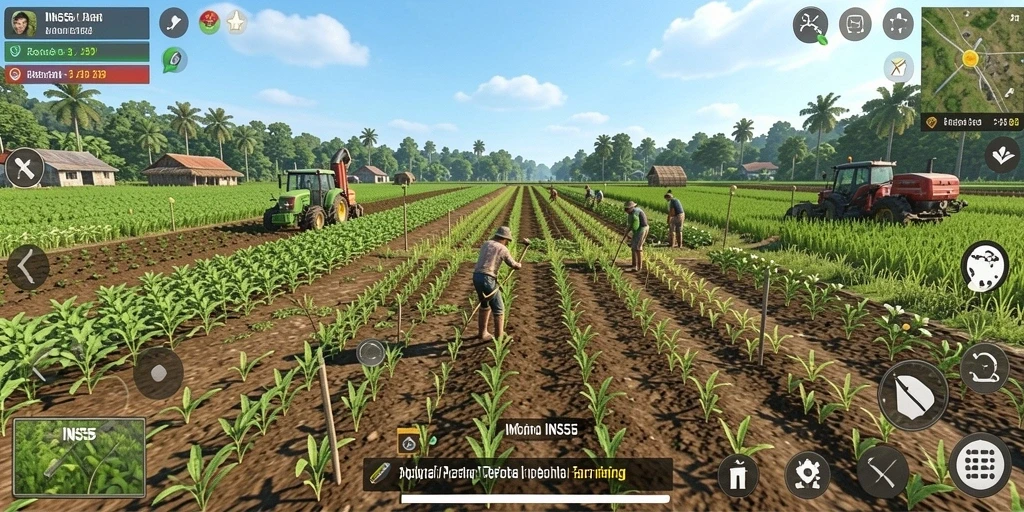 Tampilan gameplay menarik dalam game Farming INS55.