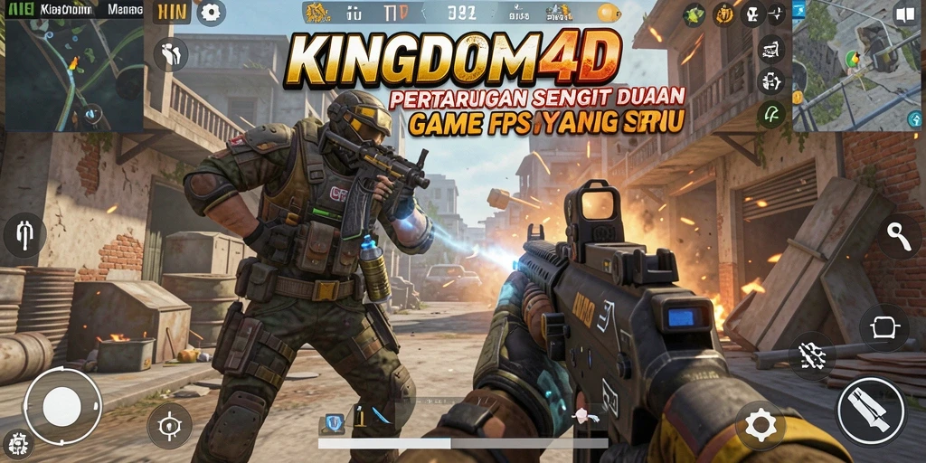 Tampilan gameplay seru dalam <strong>KINGDOM4D</strong> yang menampilkan aksi tembak-menembak.