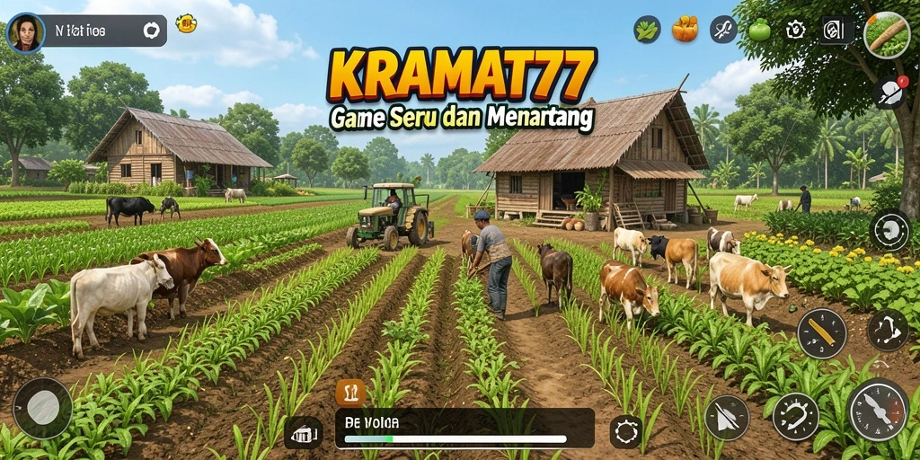 Screenshot gameplay KRAMAT77 yang menampilkan aktivitas bertani.