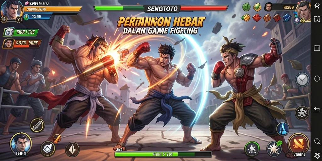 Screenshot gameplay SENGTOTO menunjukkan pertarungan seru dan intens.