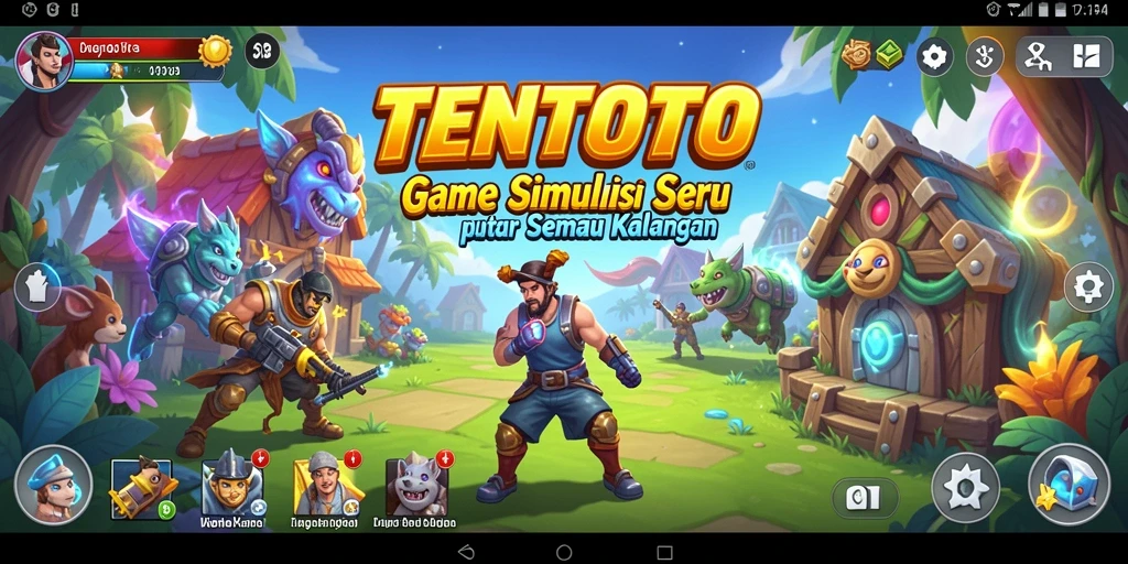 Tampilan gameplay TENTOTO yang menampilkan dunia virtual yang interaktif.