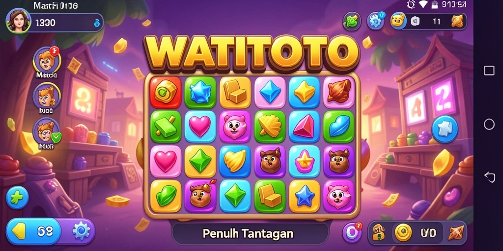 Tampilan gameplay seru WATITOTO dengan tantangan Match-3.