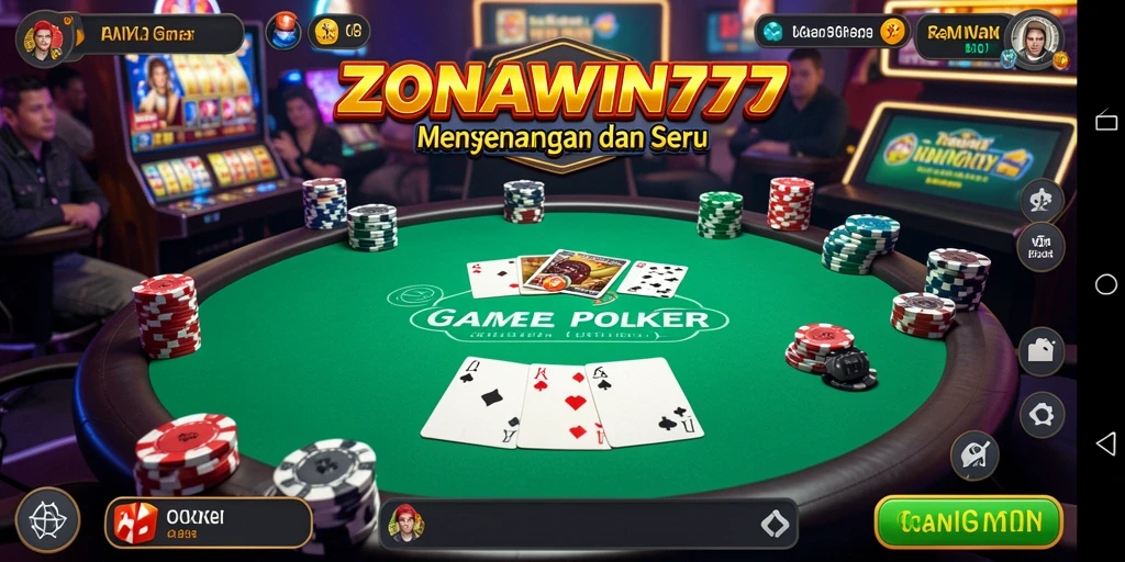 Tampilan permainan ZONAWIN777 yang mendebarkan di meja poker.